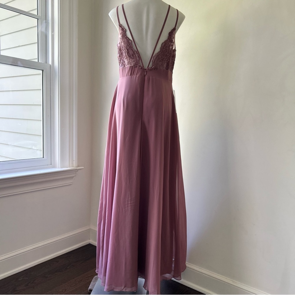 AZAZIE Lennon A-Line Lace Strappy Back Chiffon Dress, Amethyst 12 NWT - Picture 10 of 13